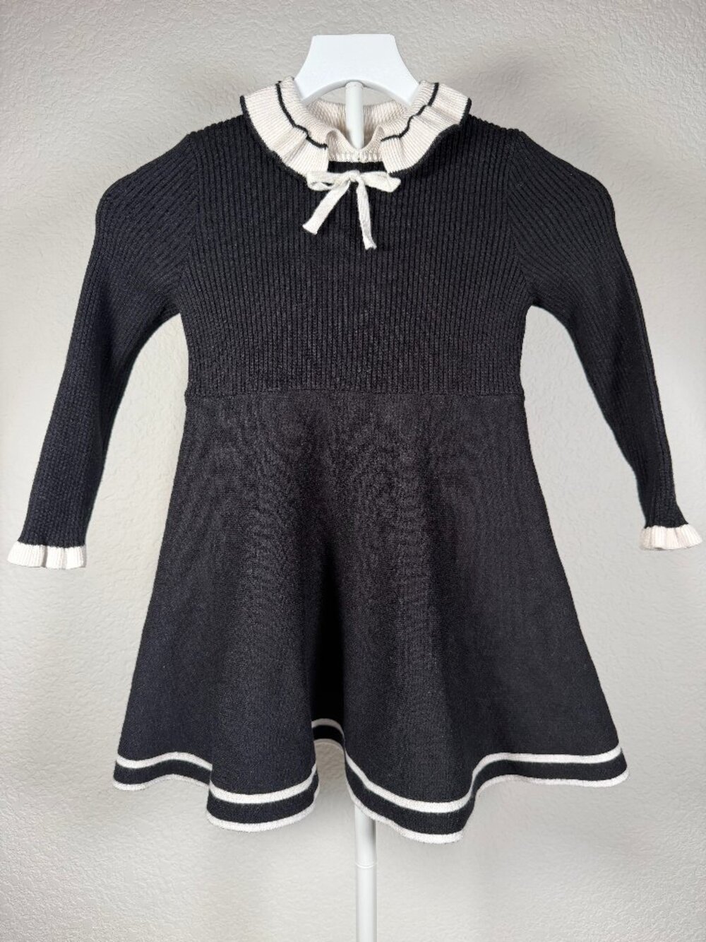 Little Girl Ruffle Collard Sweater Dress